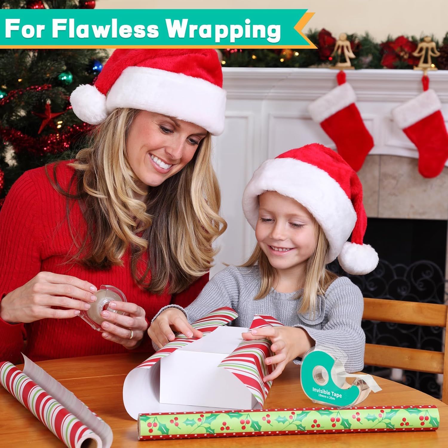 Positions the product (invisible tape) as an essential tool for holiday gift wrapping, emphasizing its usefulness during the Christmas season for achieving…