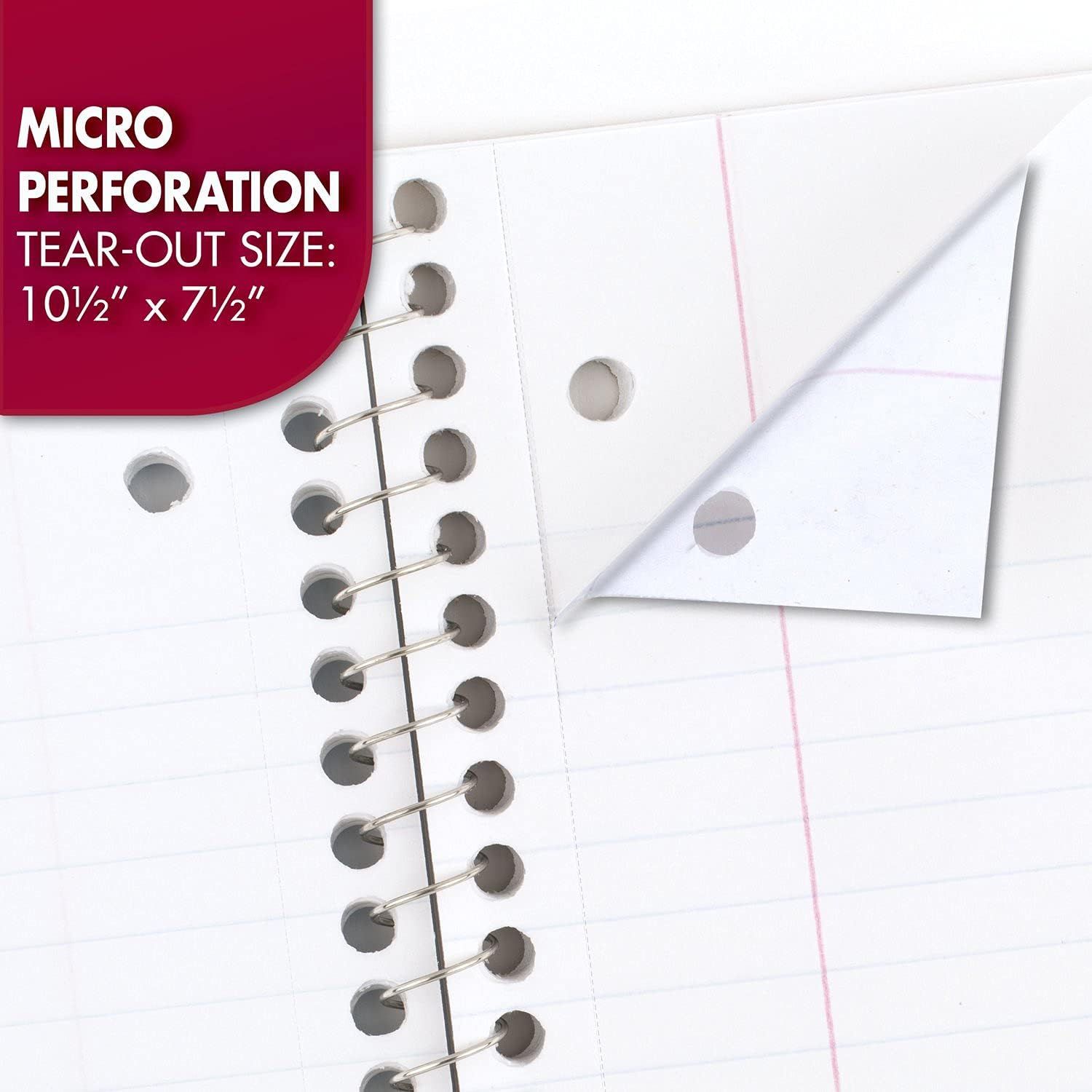 Communicates the exact physical dimensions of the notebook's tear-out pages to help shoppers understand the size of the paper they'll be working with.
