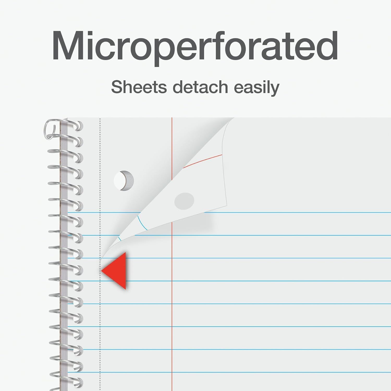 Communicates that the notebook sheets are microperforated for clean, easy tearing and removal, providing convenience and a professional finish.