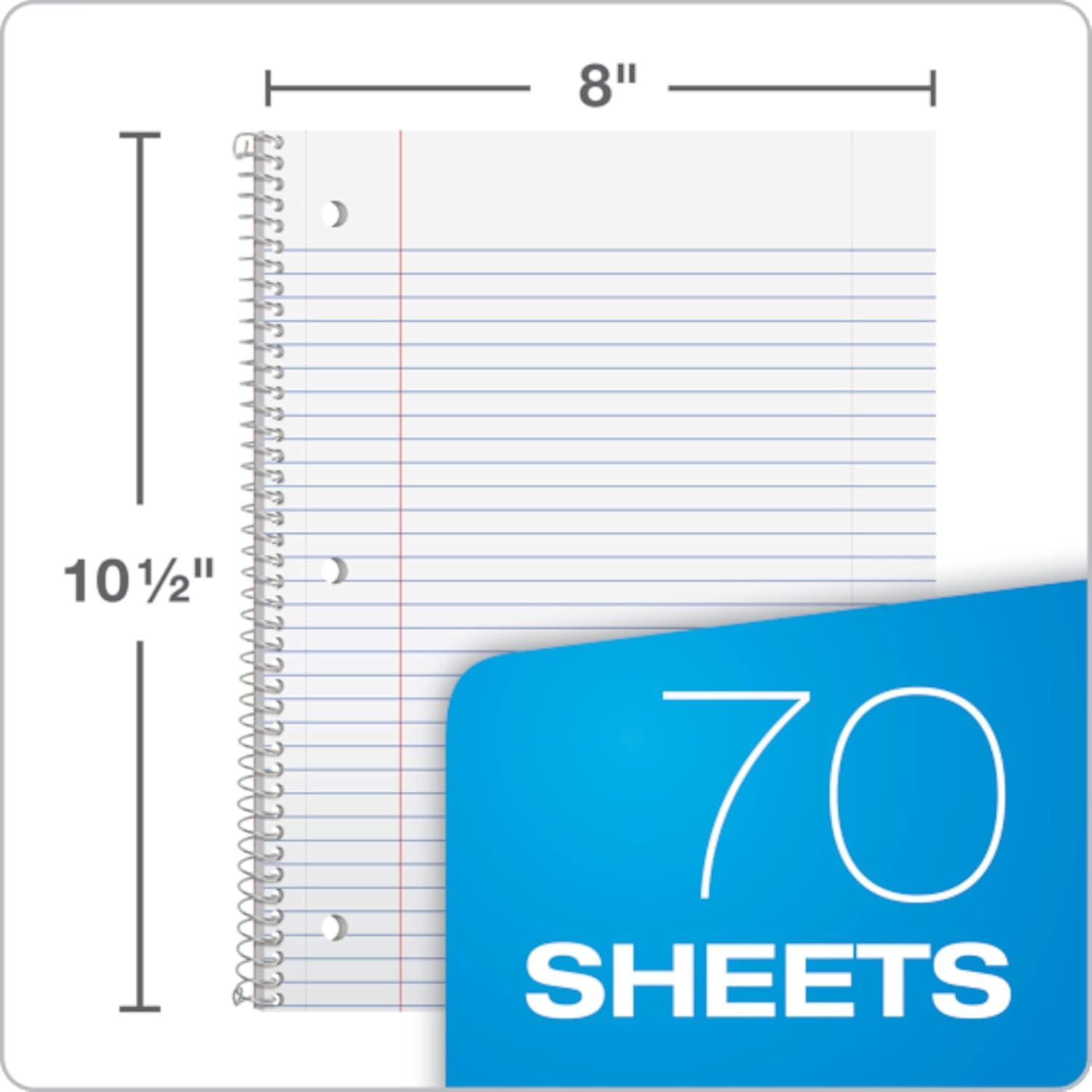Communicates the exact physical size of the notebook (8 inches wide by 10.5 inches tall) to help shoppers understand the product's dimensions before purchase.…
