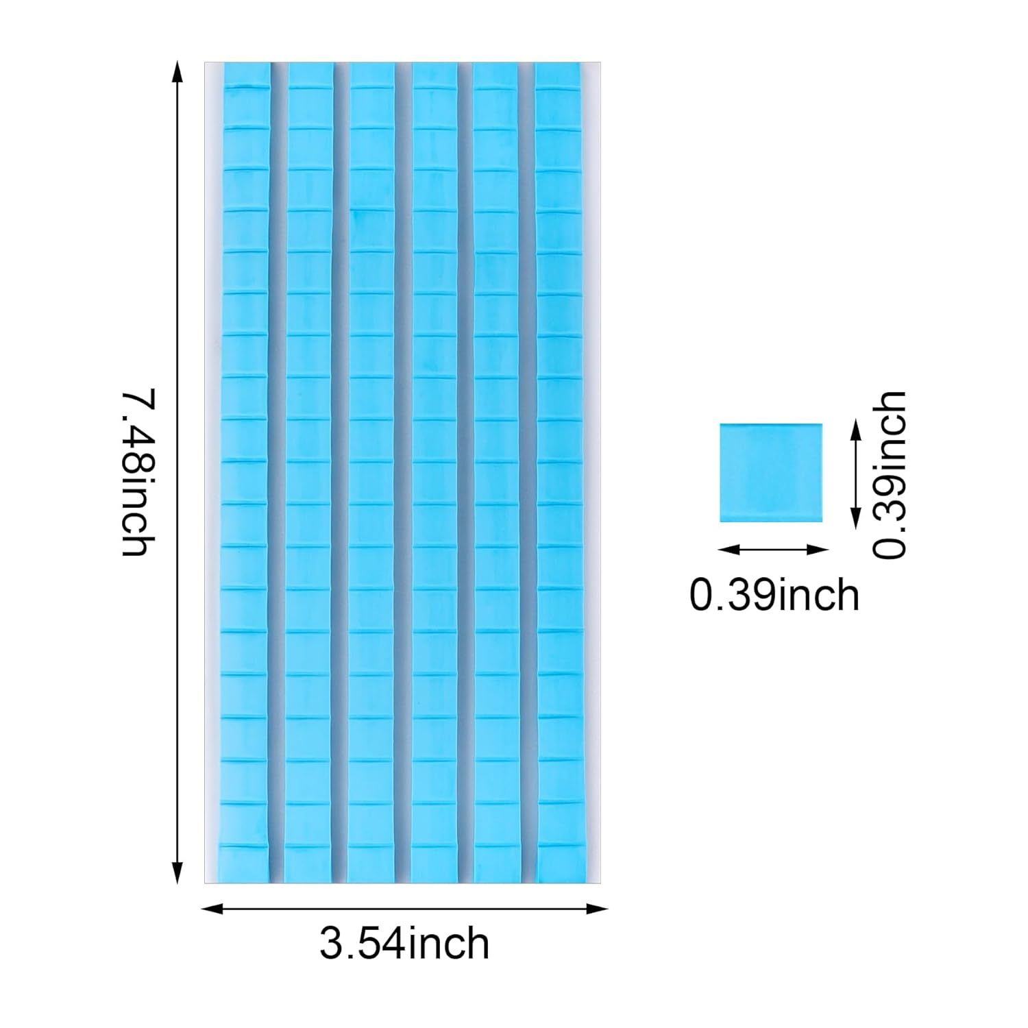 Communicates the exact physical dimensions of the product (7.48 x 3.54 inches overall, with individual pocket size 0.39 x 0.39 inch) to help shoppers…
