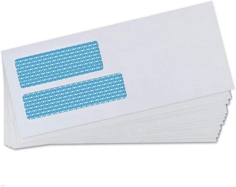 Provides a clean, catalog-style view of the product (double-window envelopes) to show exactly what the customer will receive without distractions.