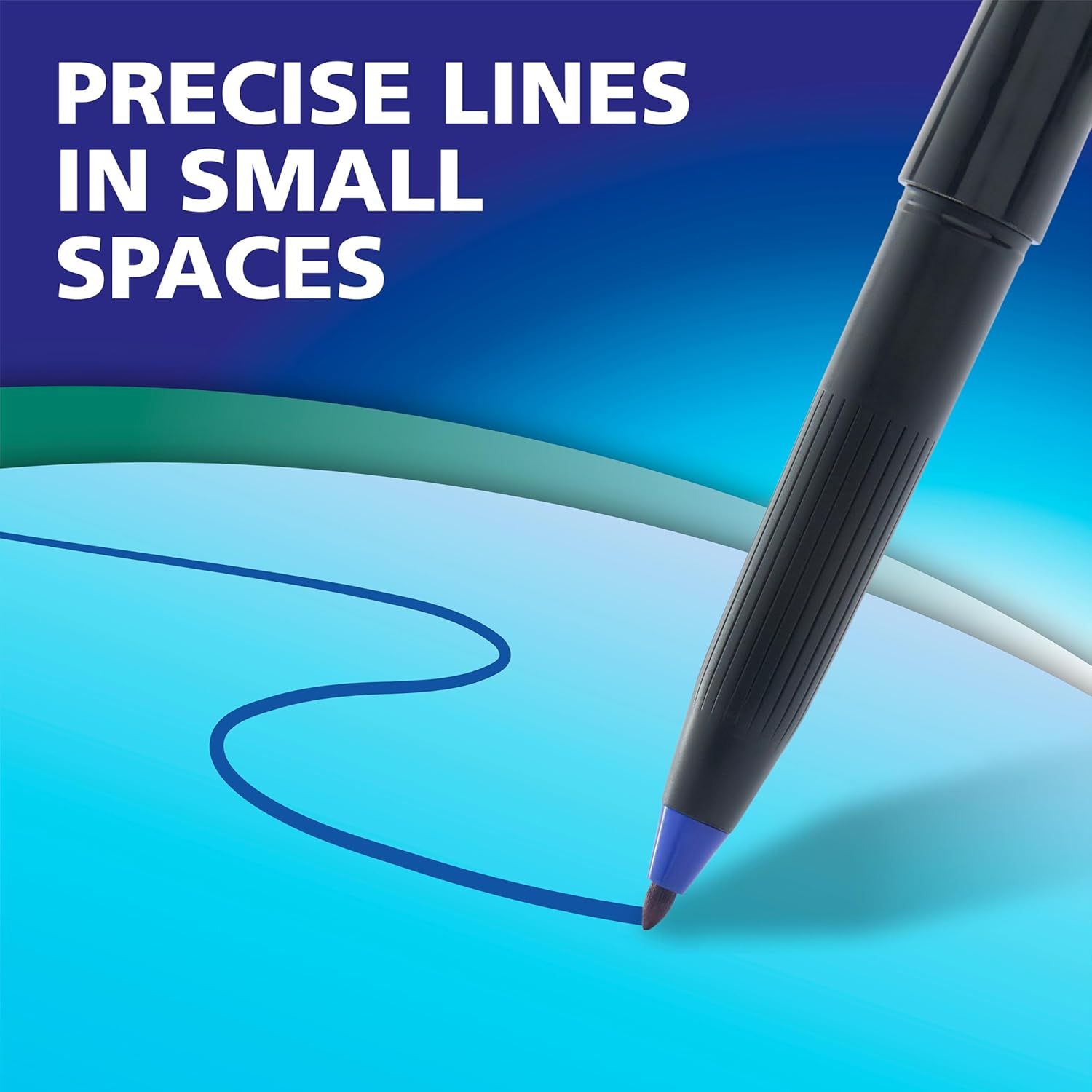 Highlights the pen's ability to draw precise, fine lines in small or tight spaces, reassuring shoppers that it offers excellent control for detailed work.
