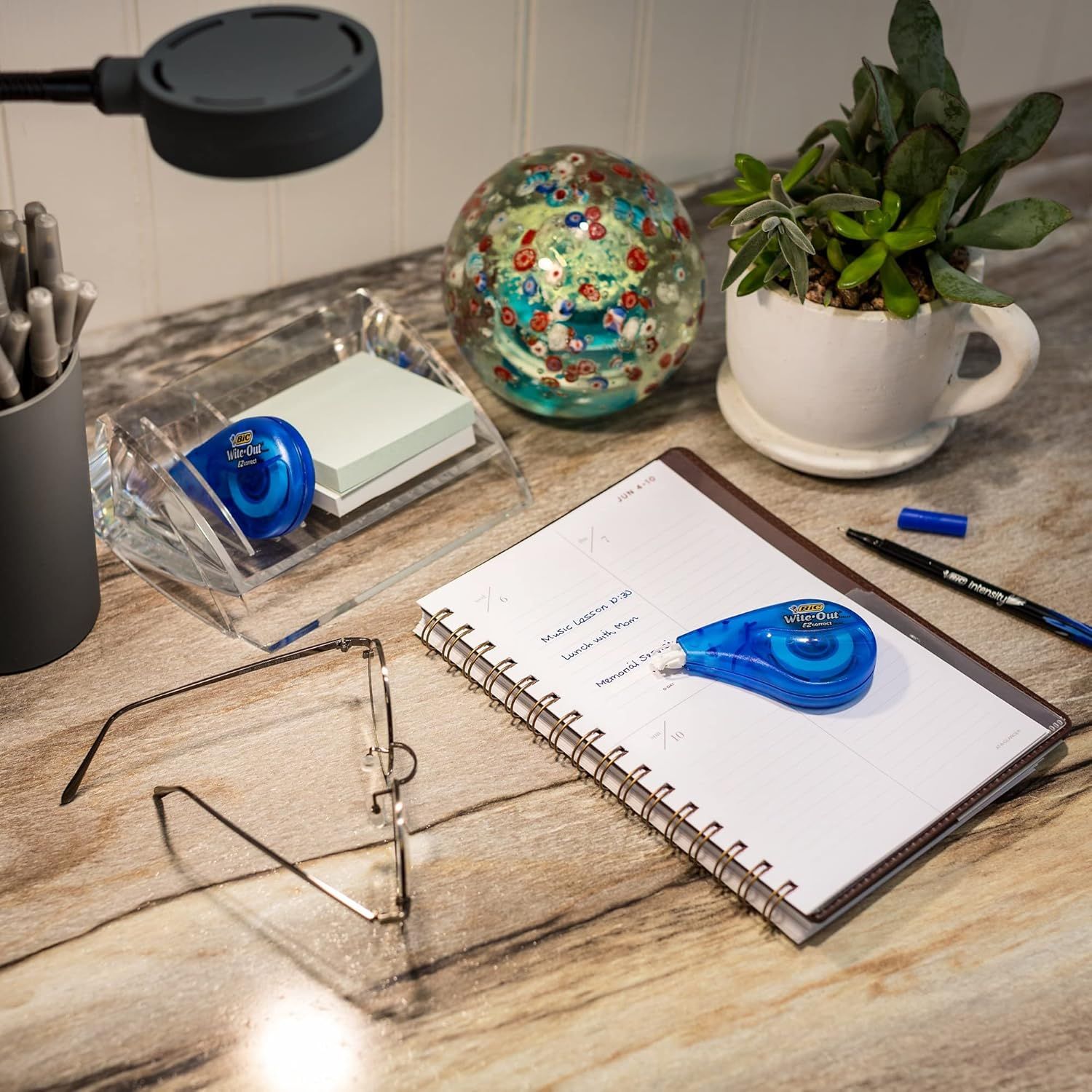 Showcases the product in a real-world office or home workspace environment to help shoppers visualize how it fits into their daily routine.