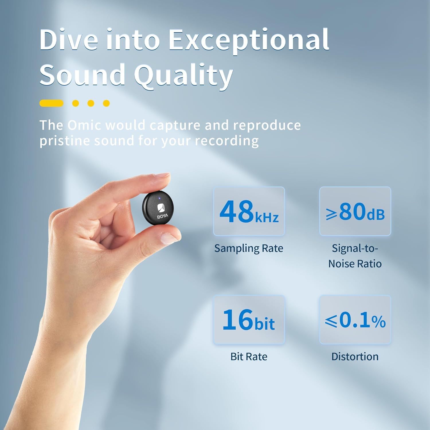 Communicates the technical audio specifications and superior sound quality of the microphone to reassure shoppers that it delivers professional-grade recording performance.