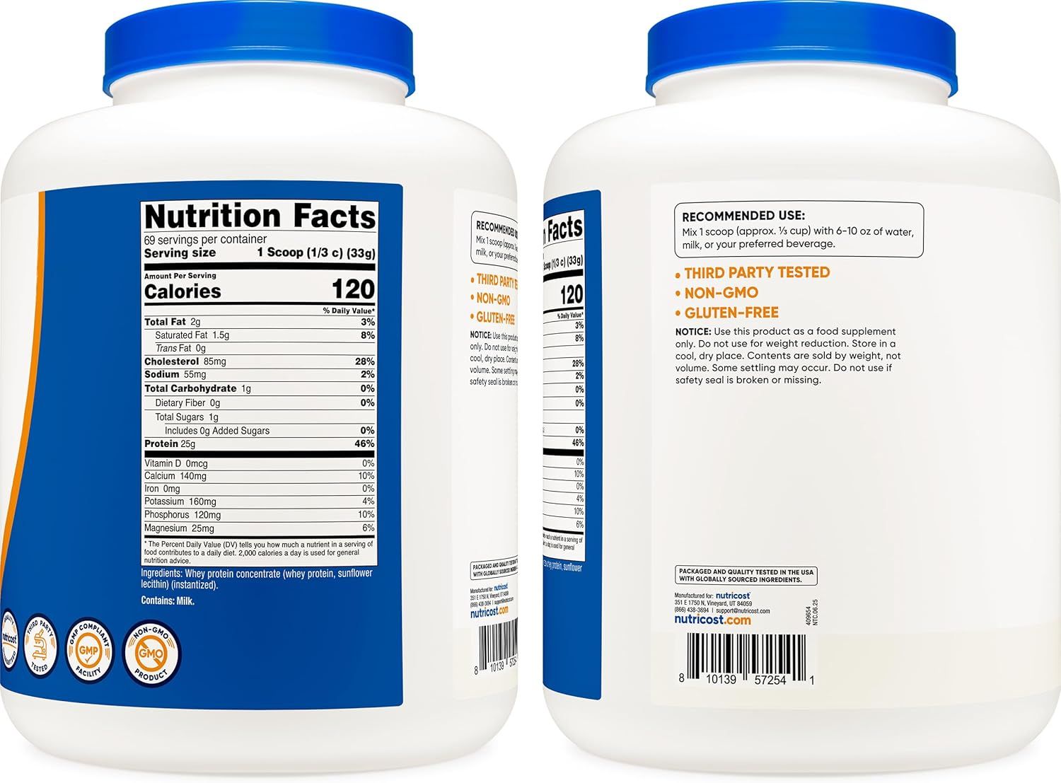 Communicates multiple product quality certifications and benefits to reassure shoppers about safety, quality standards, and dietary compatibility.