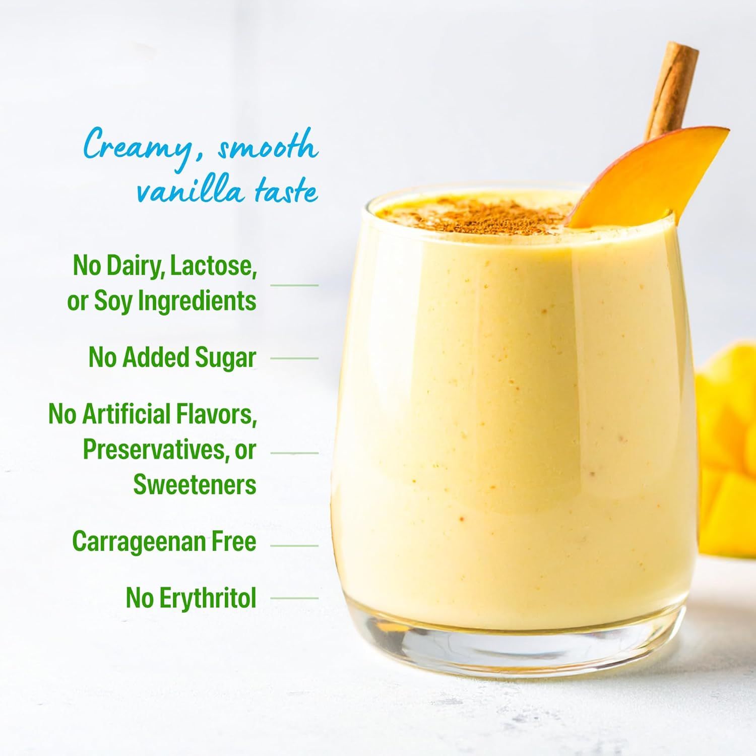 Communicates multiple clean-label benefits and dietary exclusions to reassure health-conscious shoppers that the product is free from common allergens and artificial ingredients while still…