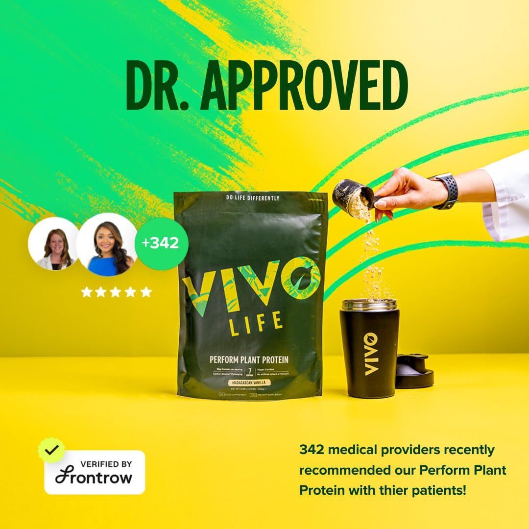 Communicates that 342 medical providers have recommended this plant protein product to their patients, building trust and credibility through professional endorsement. Shows the product is verified…