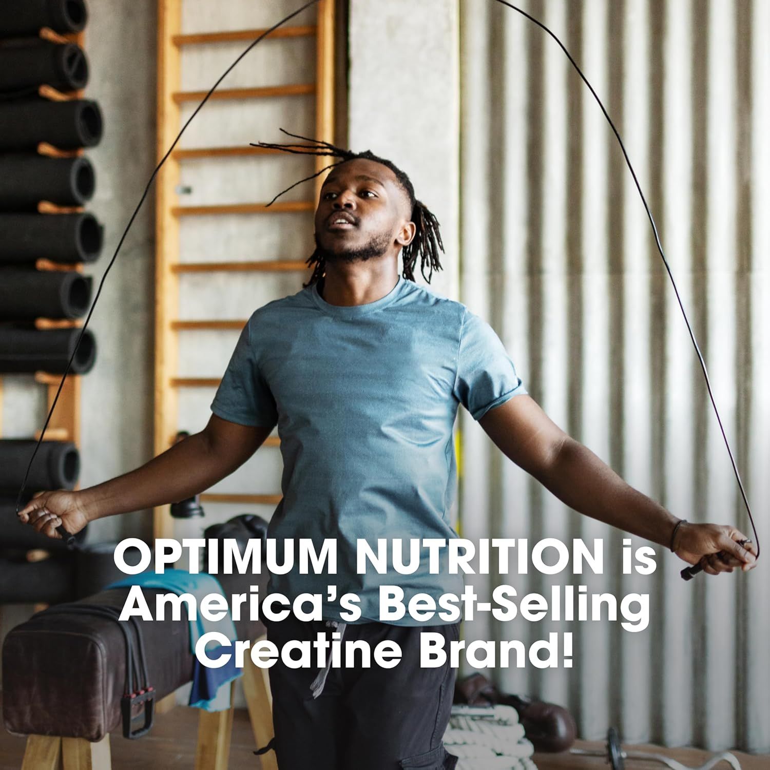 Communicates that Optimum Nutrition is America's best-selling creatine brand, establishing brand credibility and market leadership to build trust with shoppers.