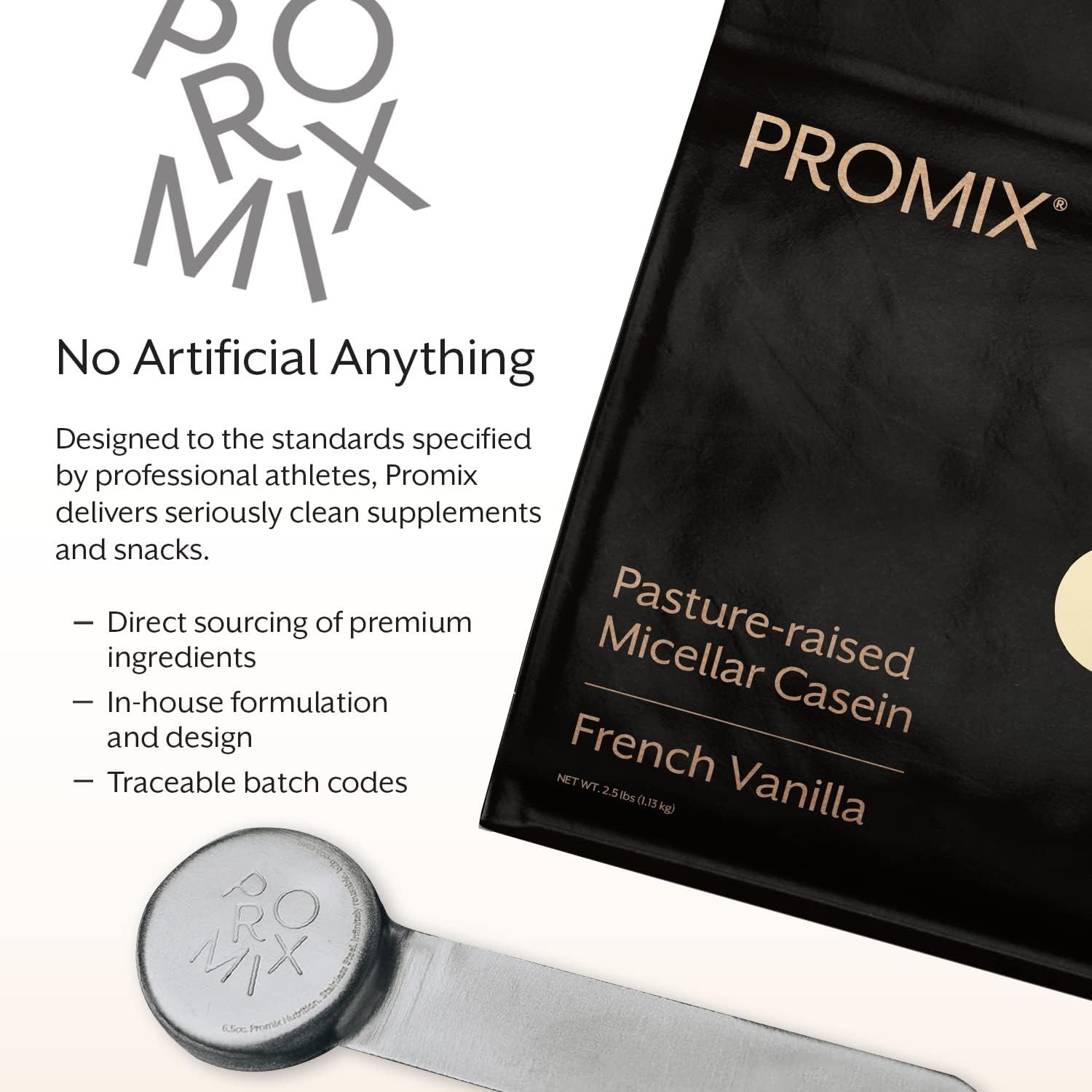 Communicates the brand's core values and quality standards, emphasizing clean ingredients, professional-grade formulation, and transparency to build trust and differentiate Promix from competitors.