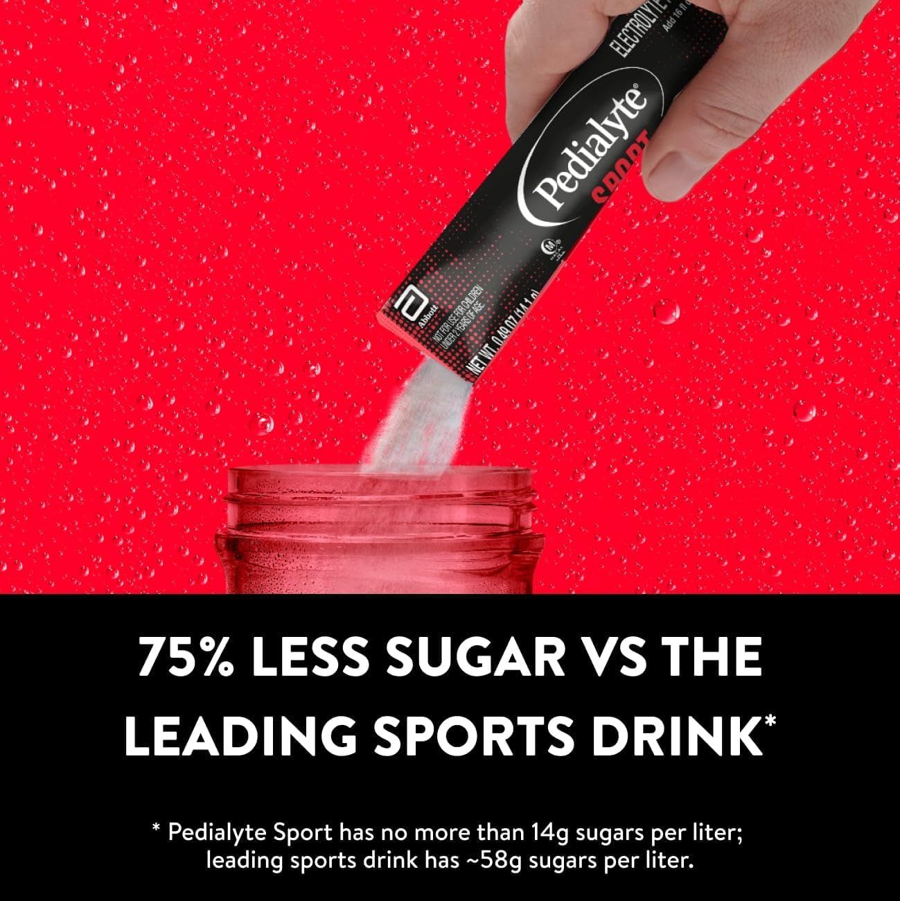 Demonstrates the product's superior nutritional profile by comparing its sugar content (14g per liter) against the leading sports drink (58g per liter), positioning it as a healthier alternative.…