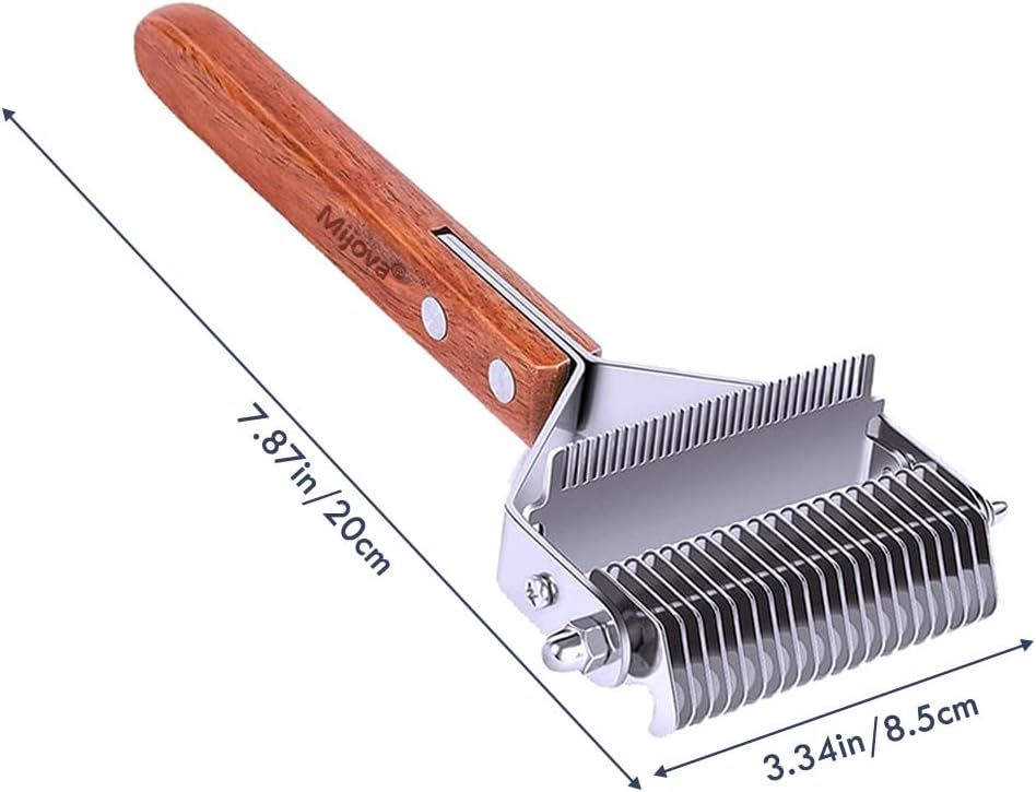 Shows the exact physical dimensions of the product (7.87in/20cm length and 3.34in/8.5cm width) to help shoppers understand the size and scale of the tool before purchase.