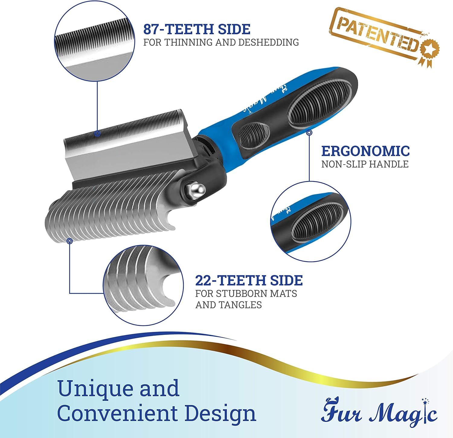Breaks down the physical components and dual-sided functionality of the grooming tool, showing shoppers exactly which side to use for different grooming needs and highlighting the ergonomic handle…