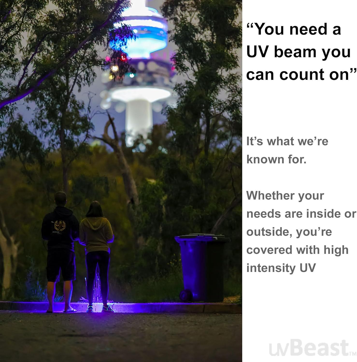 Uses a customer quote to build trust and credibility, emphasizing the brand's reputation for dependable UV technology.