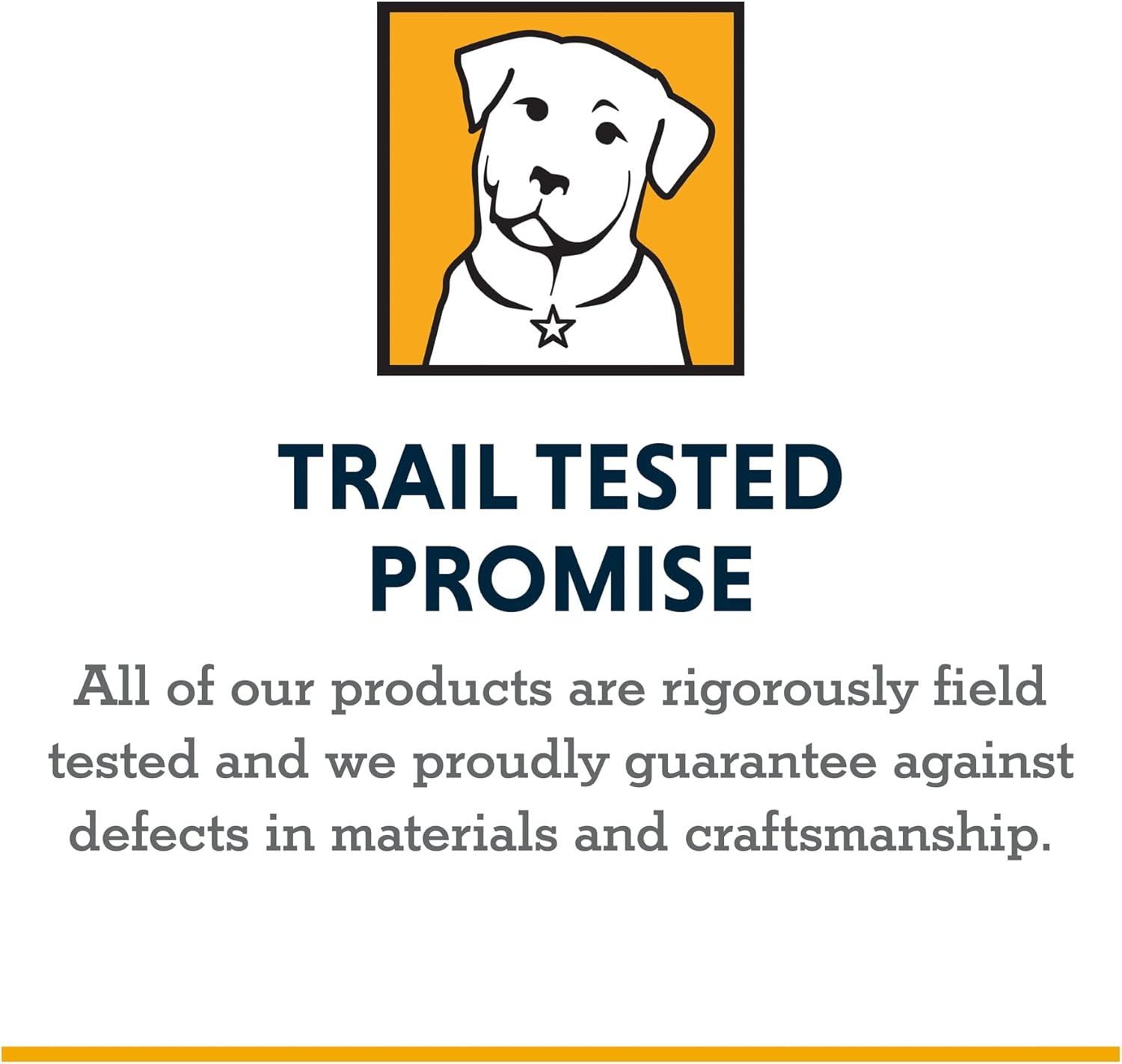 Builds trust by communicating the brand's commitment to rigorous field testing and quality assurance against defects.
