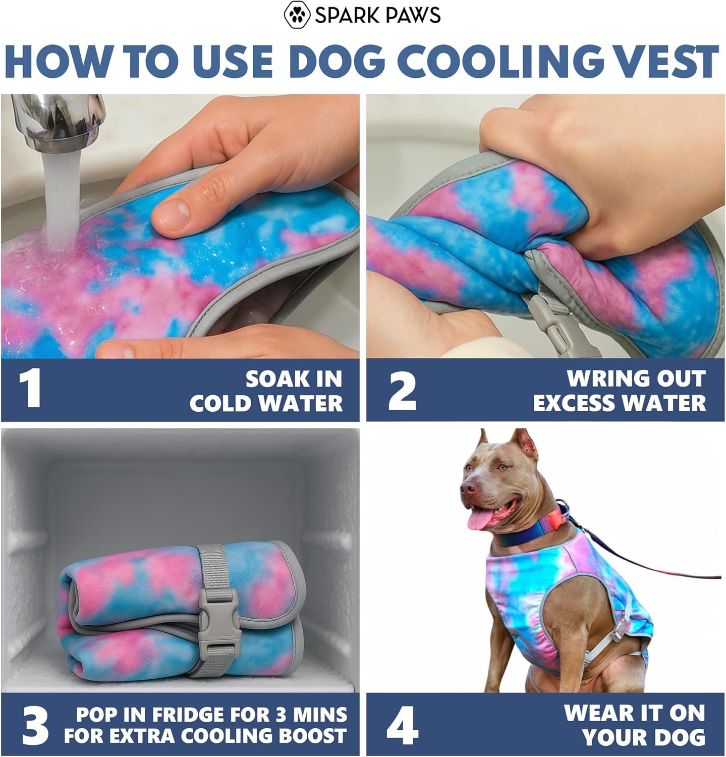 Provides clear step-by-step instructions on how to prepare and use the dog cooling vest, making setup easy for shoppers.