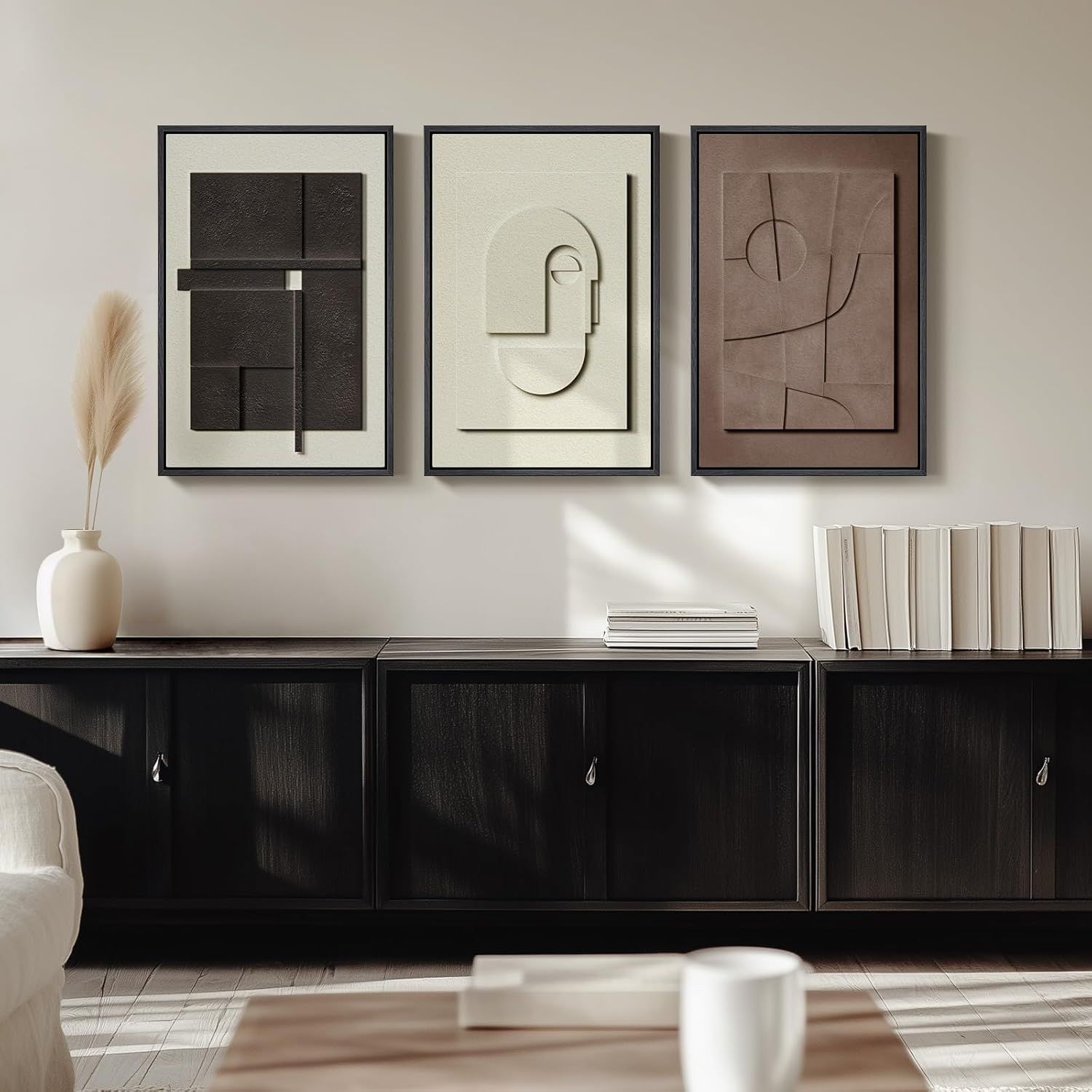 Shows the product in a real-world home setting to help shoppers visualize how the artwork looks when displayed in their own living space.