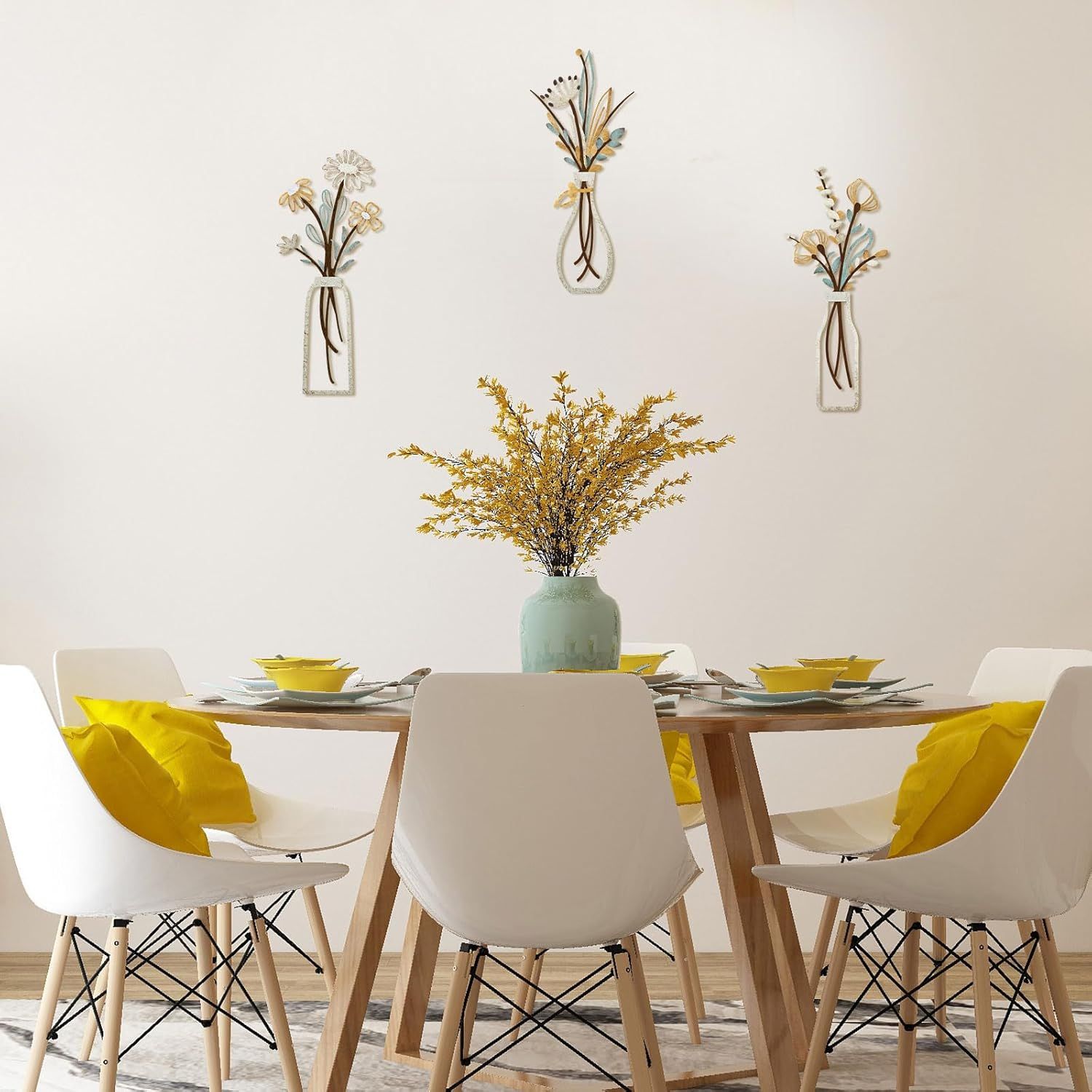 Shows the wall decor product in a real dining room setting to help shoppers visualize how it looks in their home.