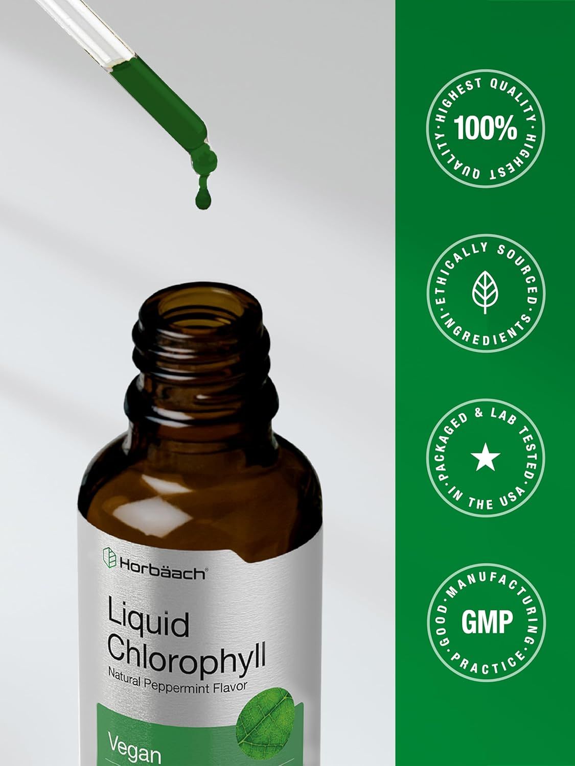 Builds trust by showcasing four quality assurance and manufacturing credibility claims through badge-style iconography.