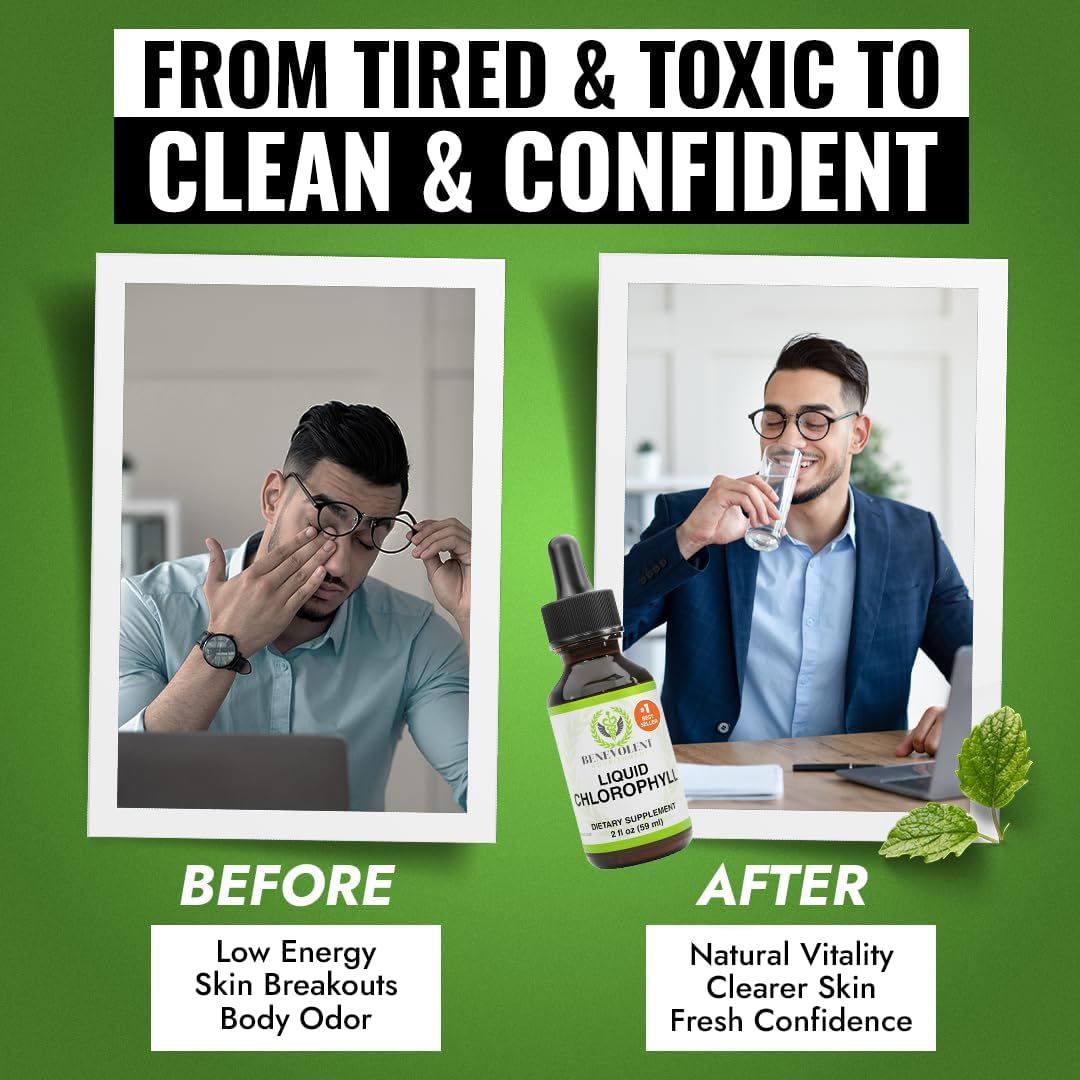 Demonstrates the transformation from tired and toxic to clean and confident, visually proving the product's effectiveness in improving energy, skin, and overall well-being.