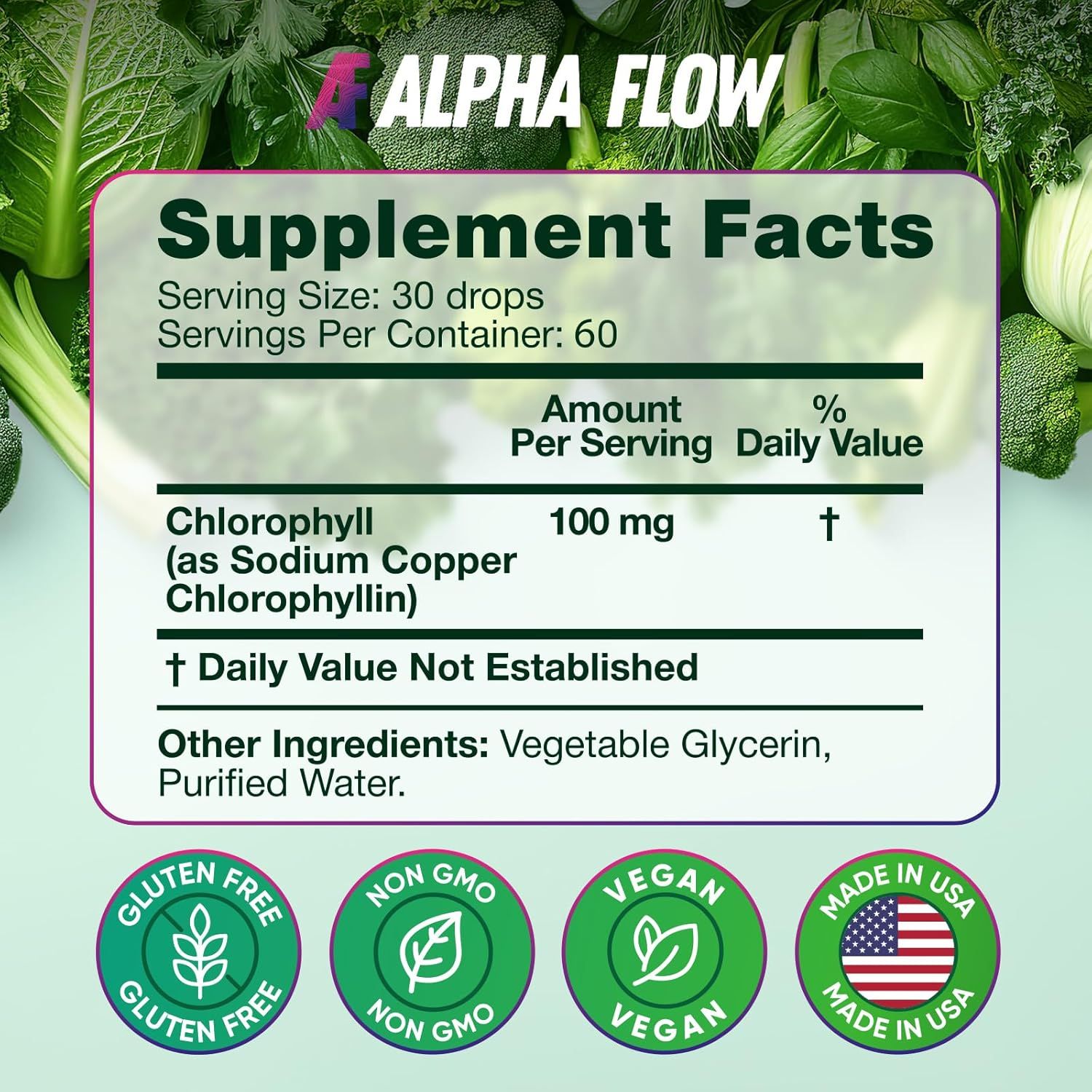 Reassures shoppers that the product meets multiple safety and dietary standards, including gluten-free, non-GMO, vegan, and USA manufacturing certifications.