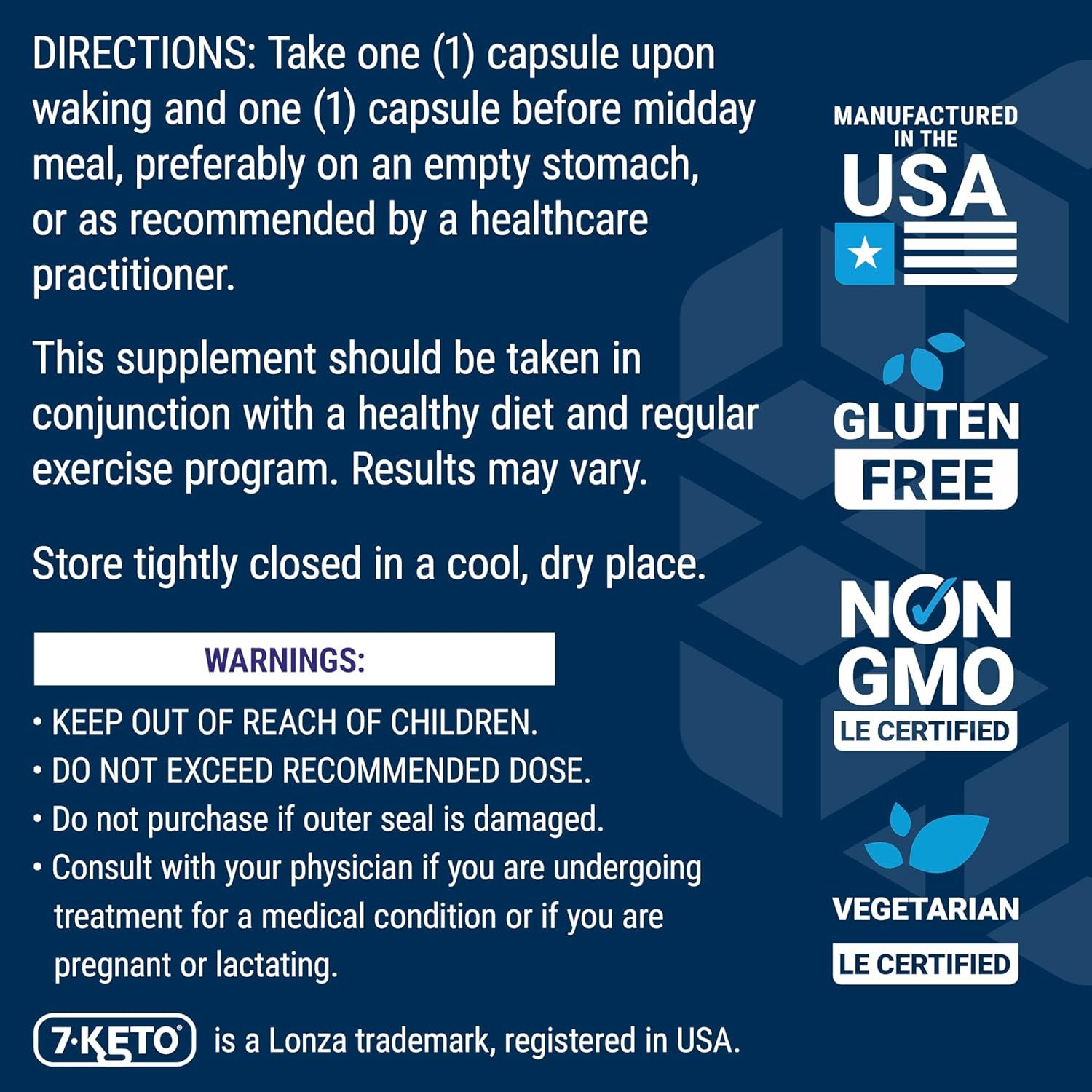 Reassures shoppers about product safety, quality standards, and dietary compatibility through multiple certifications and manufacturing origin.