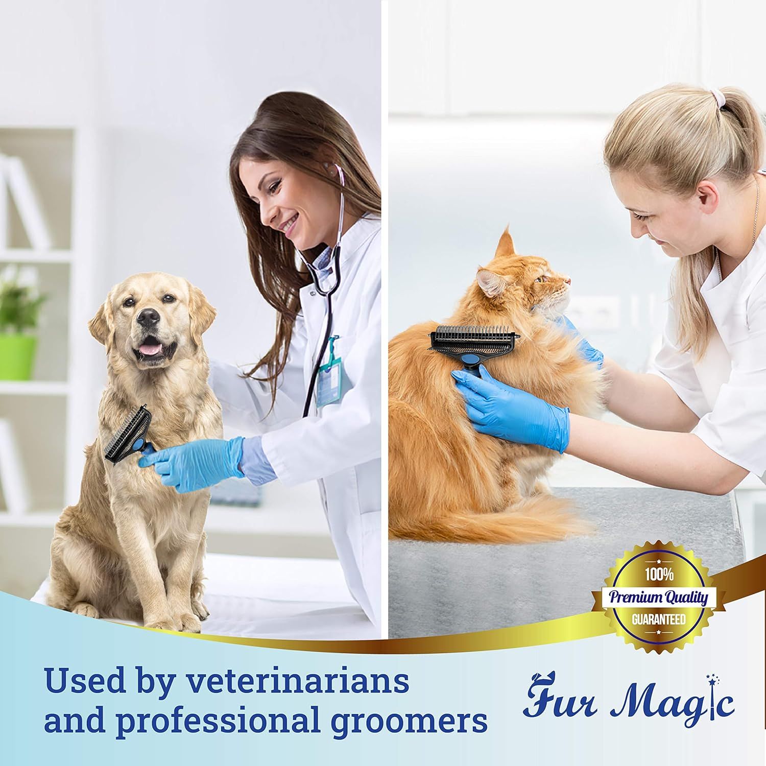 Builds credibility and trust by showing that the product is used and endorsed by veterinarians and professional groomers, reassuring shoppers of its quality and effectiveness.
