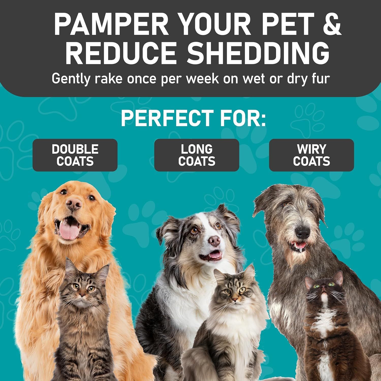 Demonstrates the product is suitable for multiple coat types, showing versatility and broad applicability.