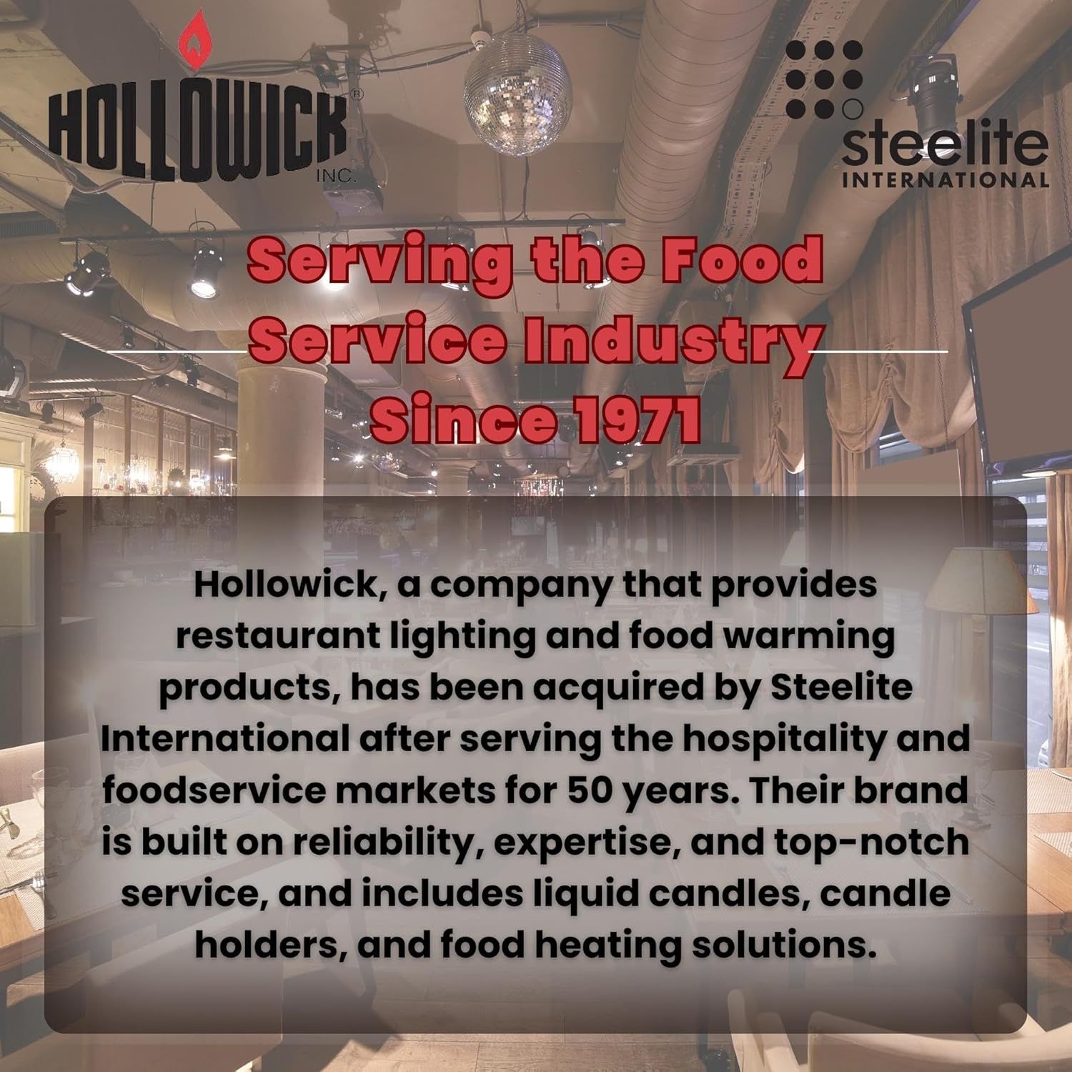 Communicates the brand's history, expertise, and credibility in the foodservice industry to build trust and establish authority.