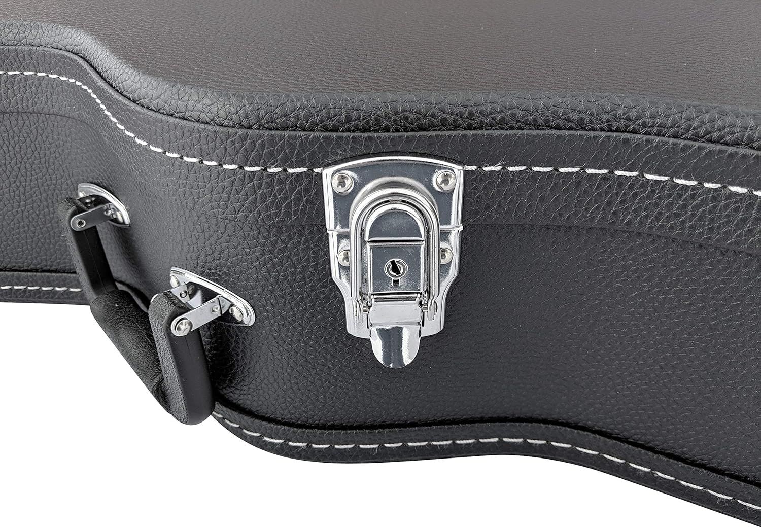 Highlights the quality and security of the case's locking hardware through a detailed close-up to reassure shoppers of product durability and protection.