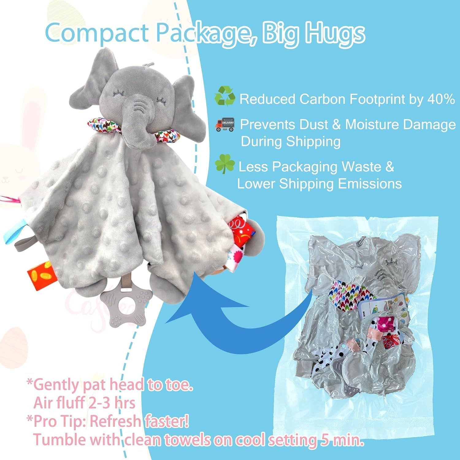 Highlights the product's environmental responsibility through compact packaging that reduces carbon footprint by 40%, prevents shipping damage, and lowers packaging waste, appealing to eco-conscious…
