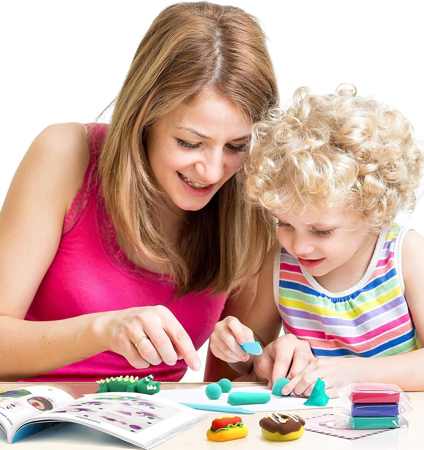 Shows the product being used in a real-world context with a parent and child enjoying creative play together, building emotional connection and demonstrating the product's role in family bonding.