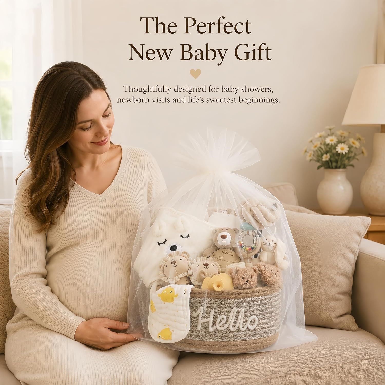 Positions the product as an ideal gift for baby showers, newborn visits, and life's sweetest beginnings, emphasizing its thoughtful gifting appeal. Communicates that this is a carefully curated gift…