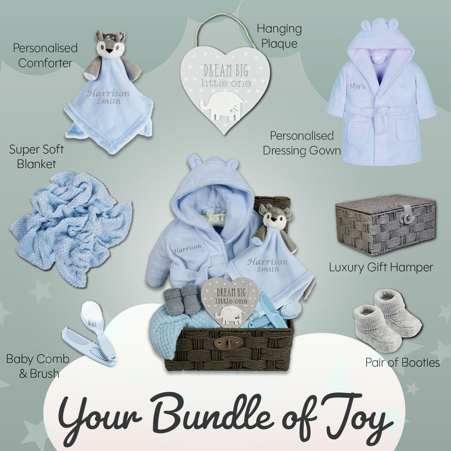 Shows all the items included in the gift bundle so shoppers understand exactly what they will receive when purchasing this product set.