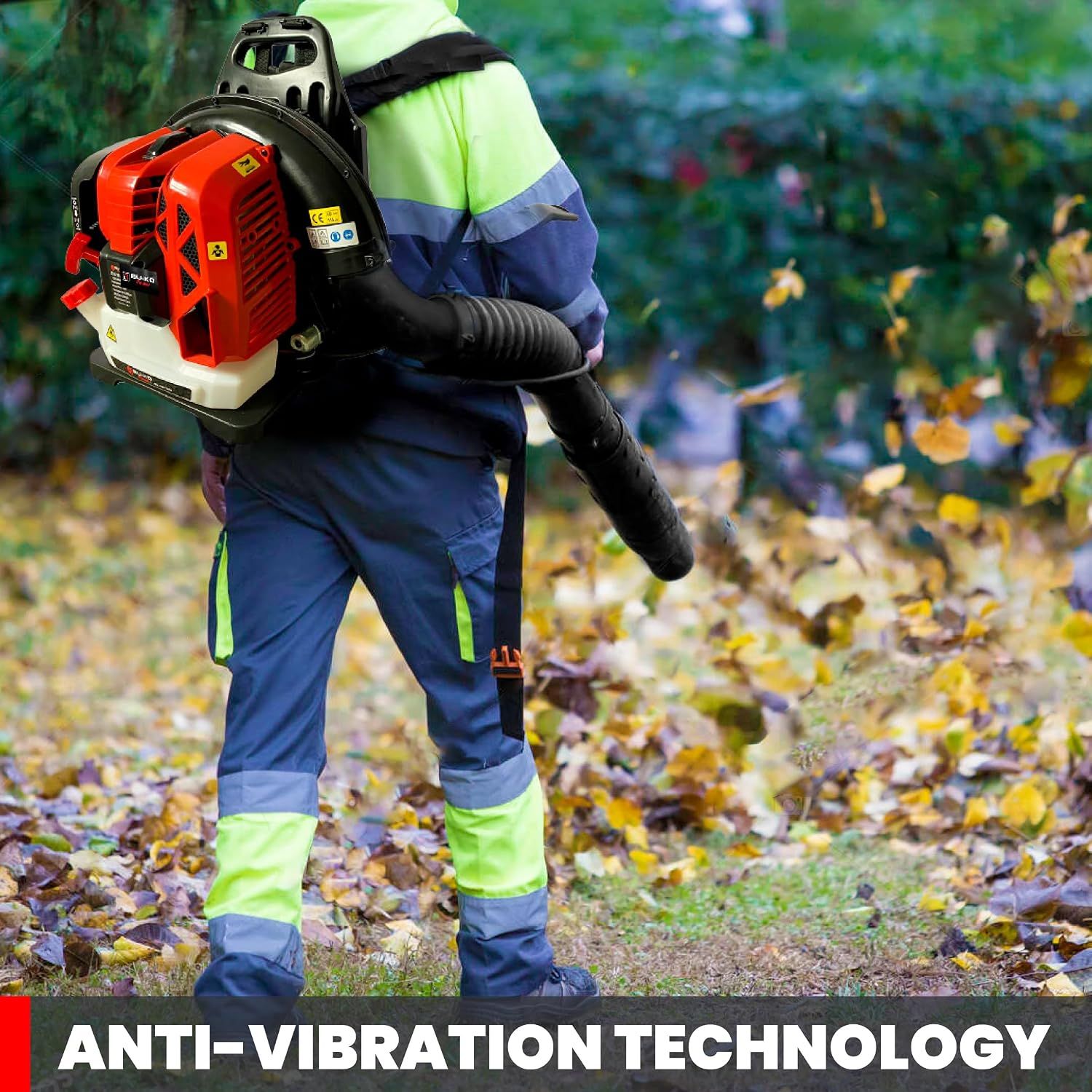 Demonstrates the anti-vibration feature in a real-world use scenario to reassure shoppers of user comfort during operation.