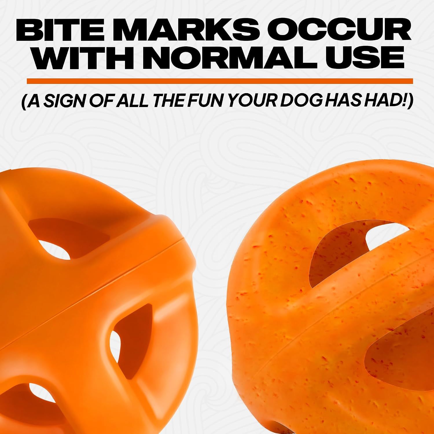 Reassures shoppers that bite marks are normal and expected, indicating the product is being enjoyed and used as intended.