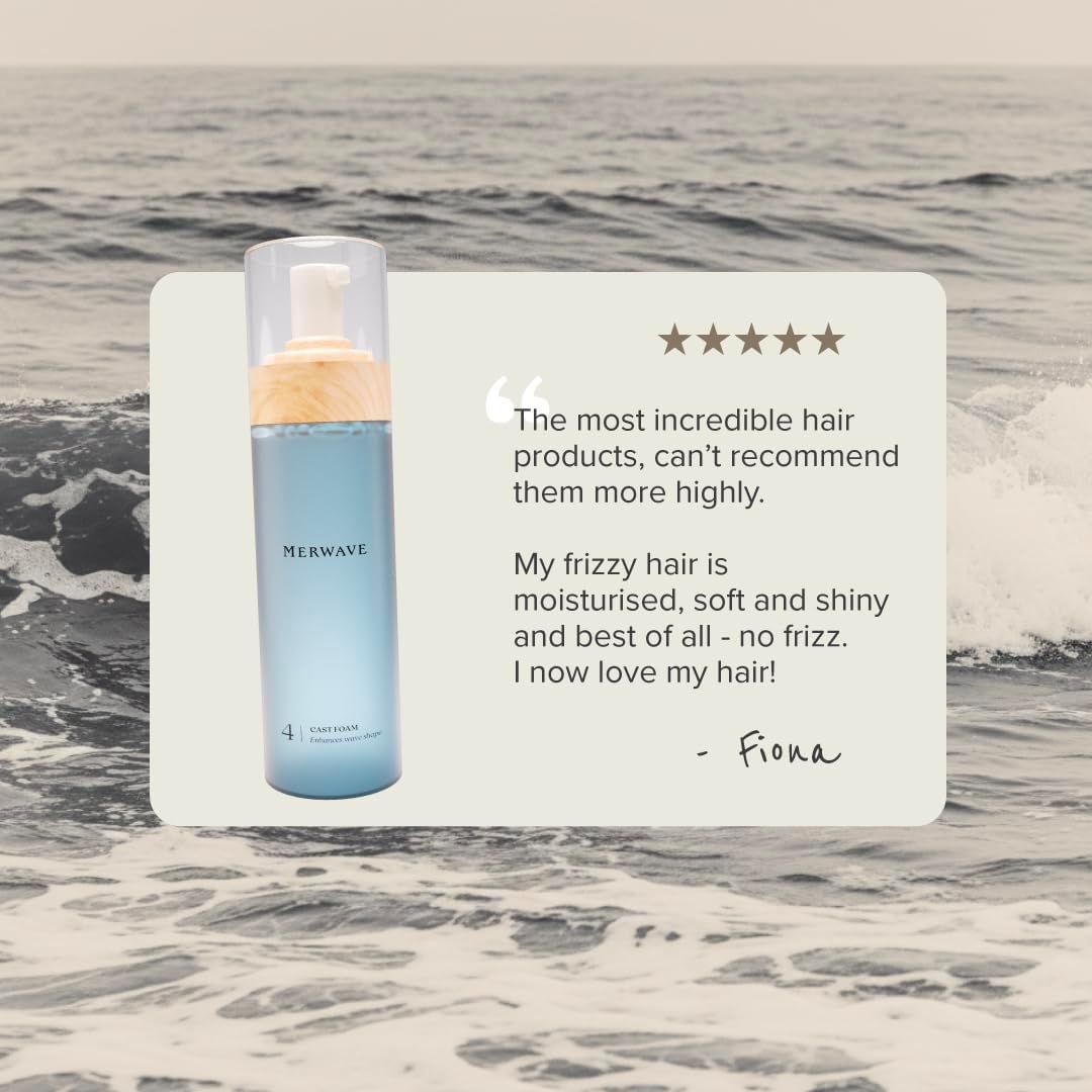 Builds trust and social proof by featuring a real customer quote praising the product's ability to eliminate frizz and improve hair quality.