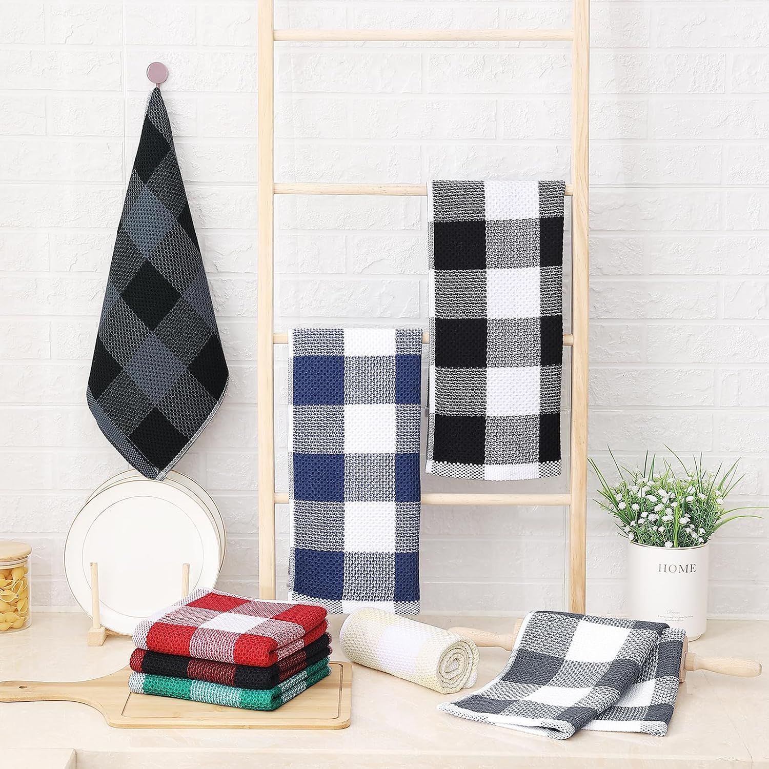 Displays the variety of color and pattern options available in the product line, helping shoppers see the full range of choices and select their preferred style.