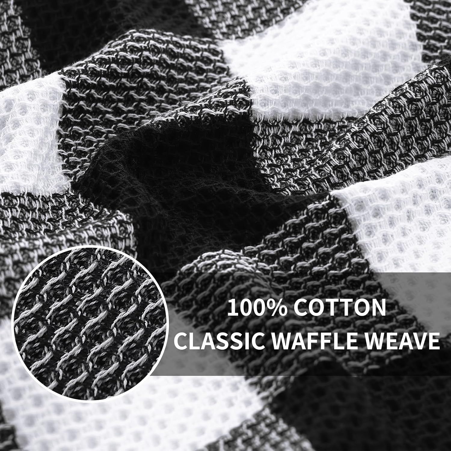 Highlights the premium material composition and weave pattern with a close-up detail shot, reassuring shoppers of the product's quality and texture.