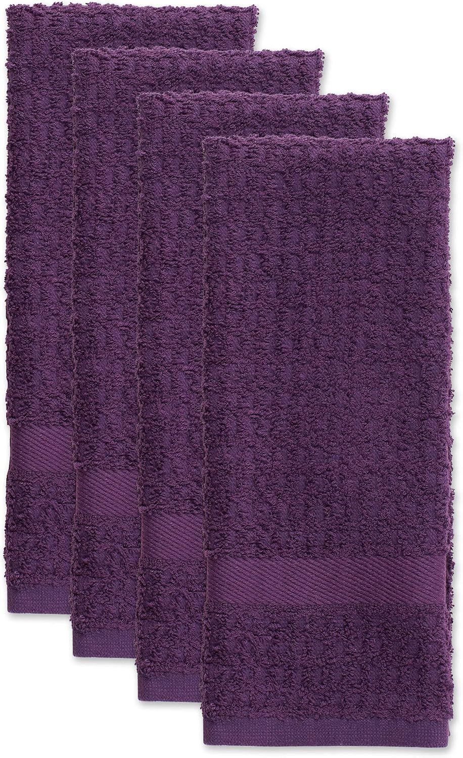 Shows the customer receives four matching dishtowels in the purchase, communicating value and quantity.