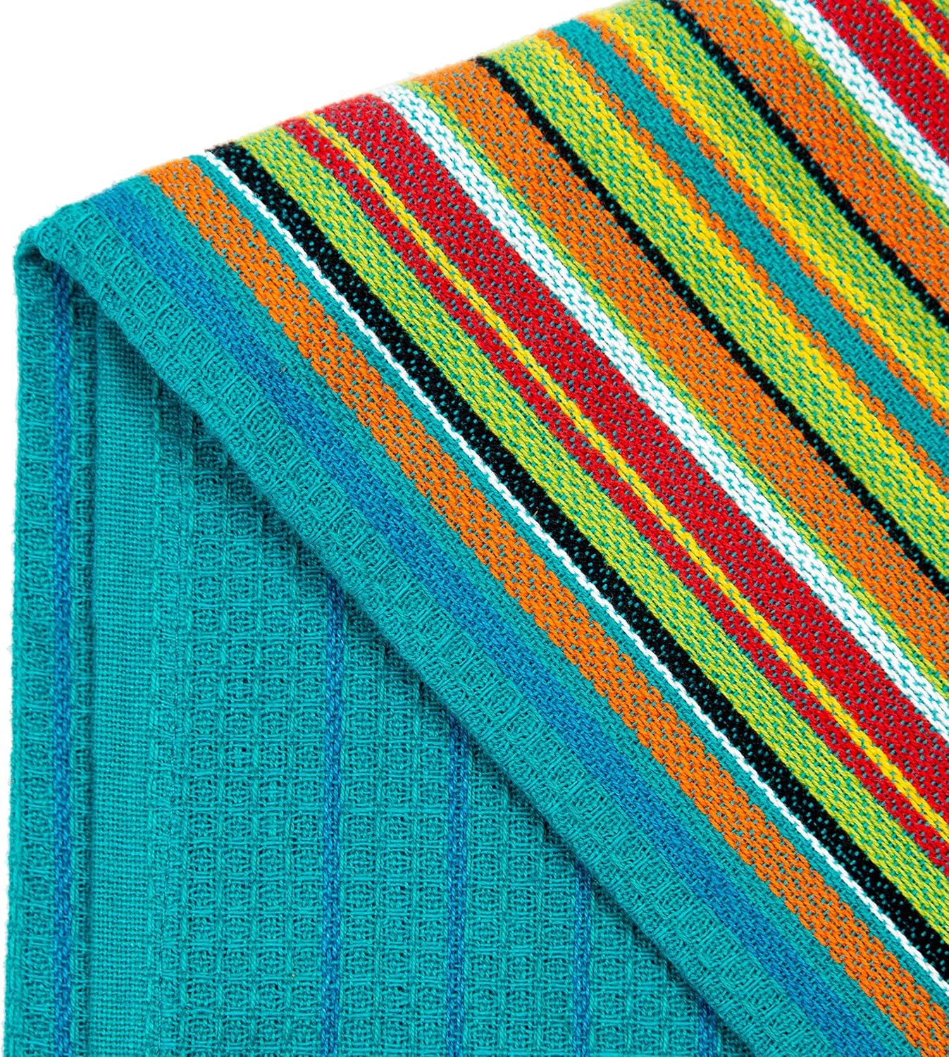 Highlights the physical construction and texture of the towel by showing a close-up of the weave pattern and fabric detail, helping shoppers understand the material quality.