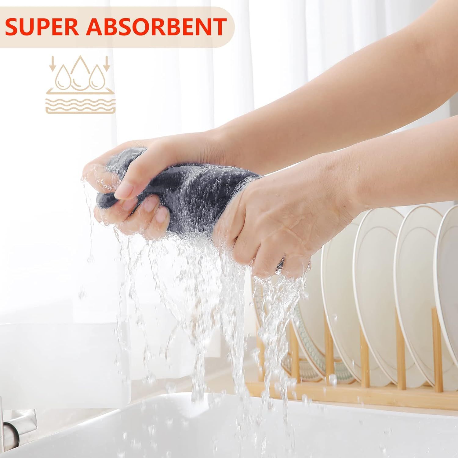 Demonstrates the product's high absorbency capability to reassure shoppers it effectively soaks up water and moisture.