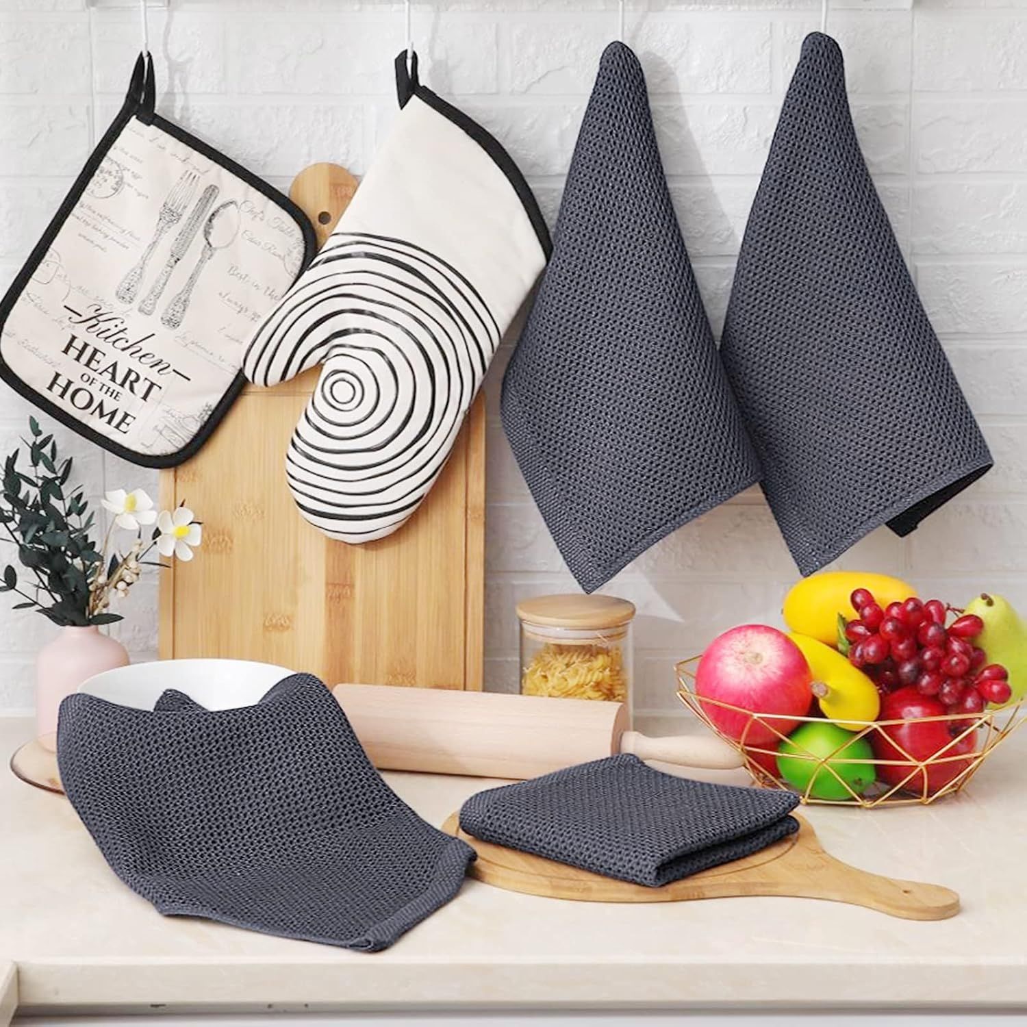 Shows the product styled in a real kitchen environment to help shoppers visualize how it looks in their home.