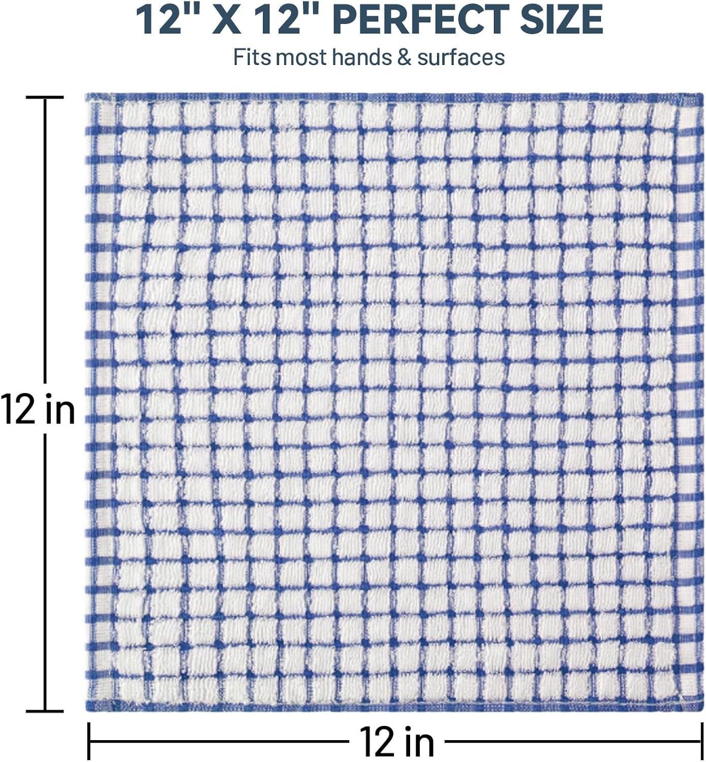 Shows the exact physical dimensions of the dishcloth to help shoppers understand the size and confirm it fits most hands and surfaces.