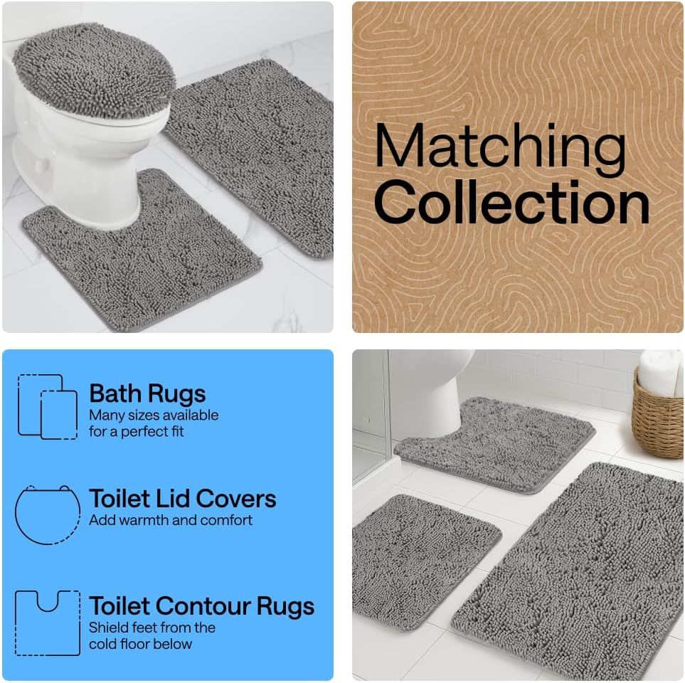 Showcases the brand's product line and matching collection options to help shoppers understand the available coordinating pieces for their bathroom.