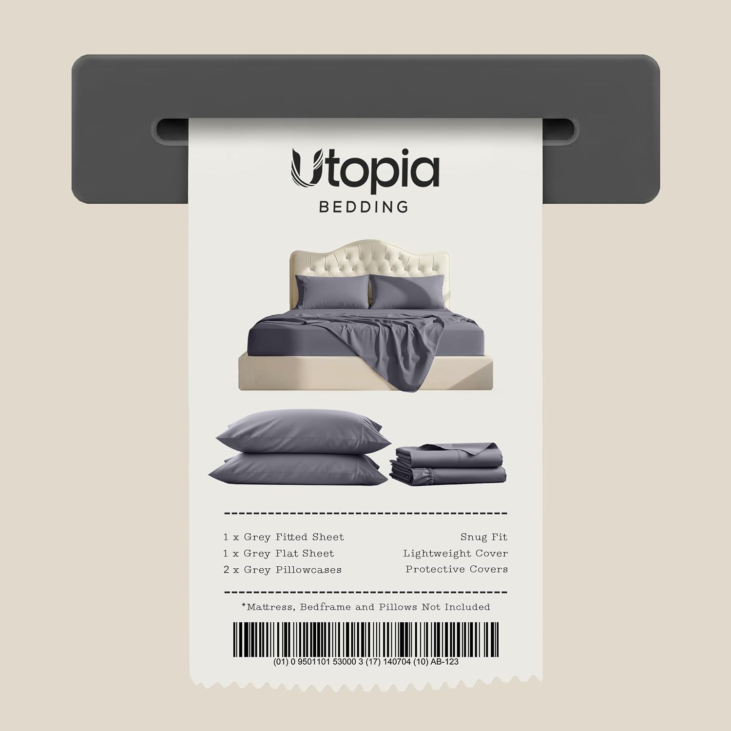 Displays the complete package contents in a product packaging format with detailed list of included items and their features.