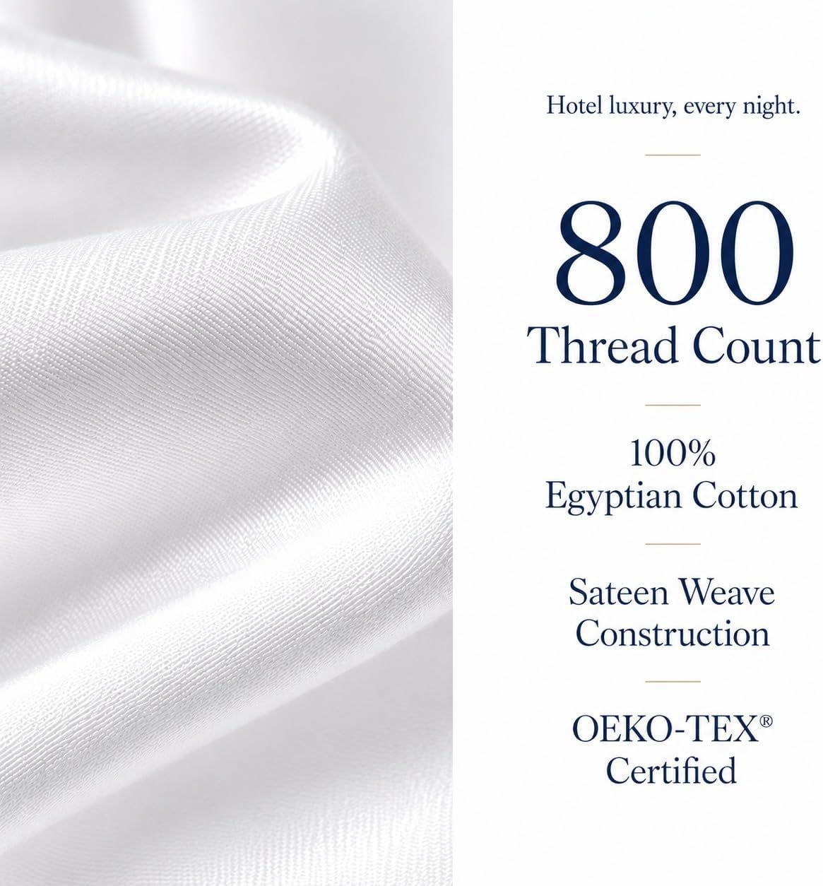 Highlights multiple premium quality features and certifications to communicate luxury, material quality, and safety standards.