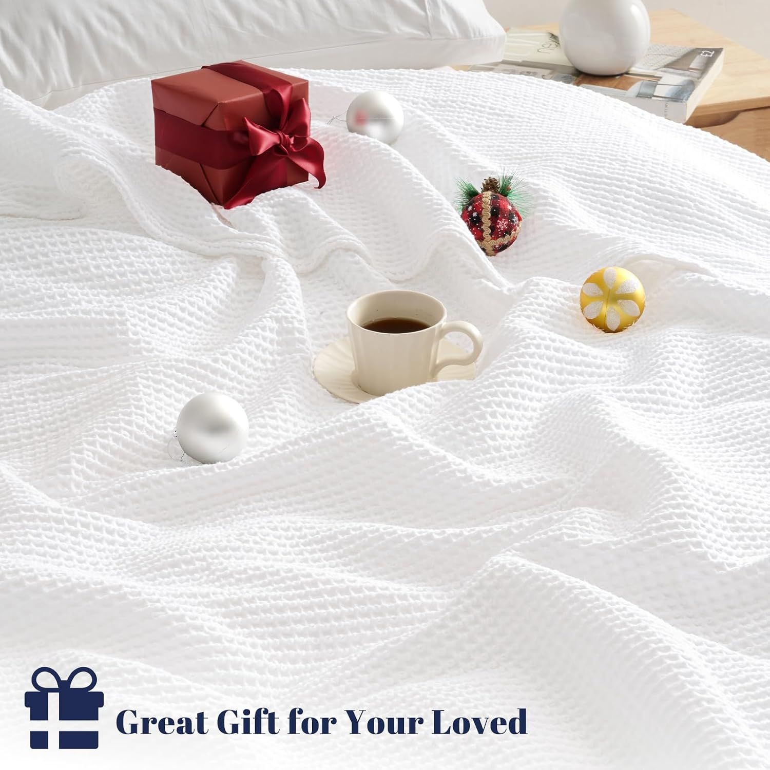 Positions the product as an ideal gift for loved ones, using seasonal and holiday visual cues like a wrapped gift box and festive ornaments.