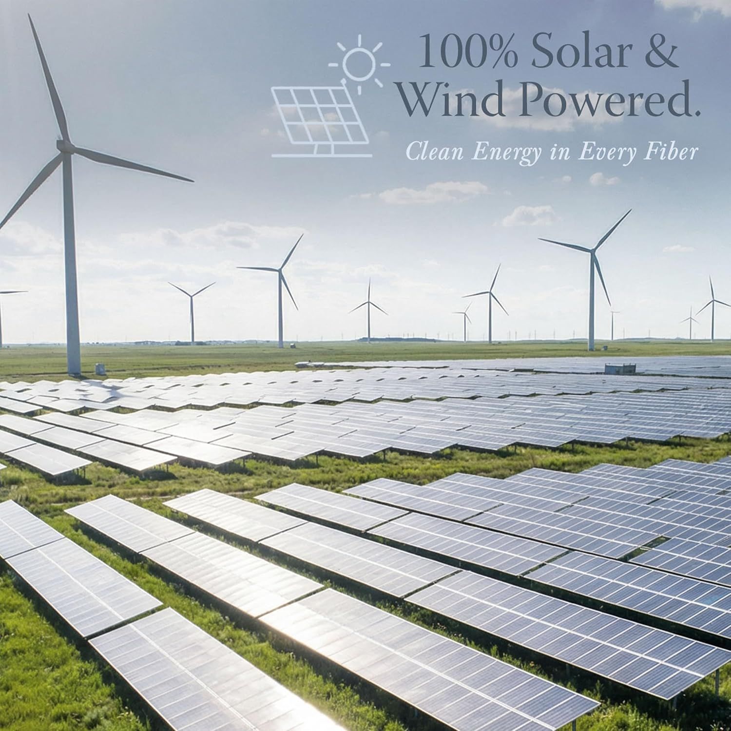 Highlights the product's sustainable manufacturing process using renewable energy to appeal to environmentally conscious shoppers. Communicates the environmental benefit and ethical production…
