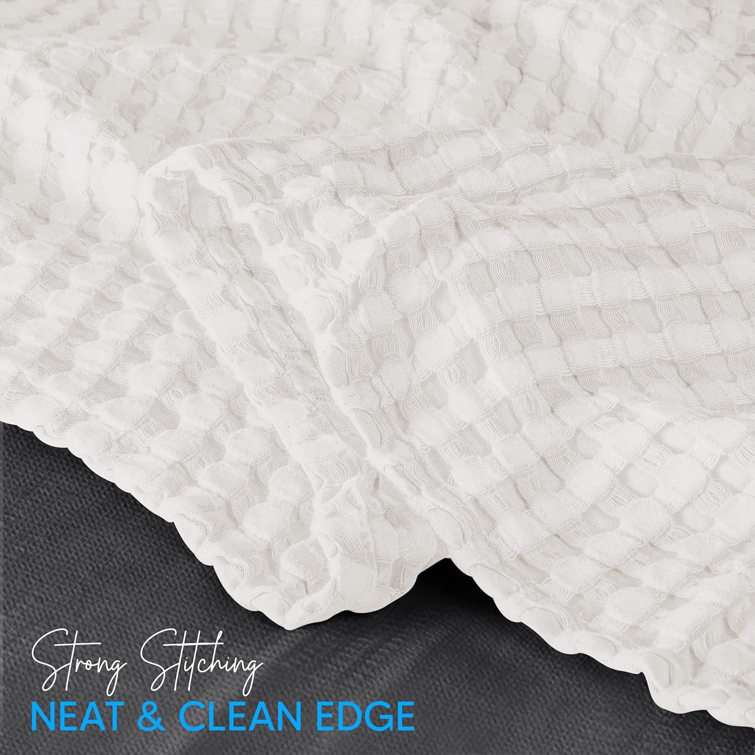 Highlights the quality construction and neat edge finishing to reassure shoppers of durability and craftsmanship.